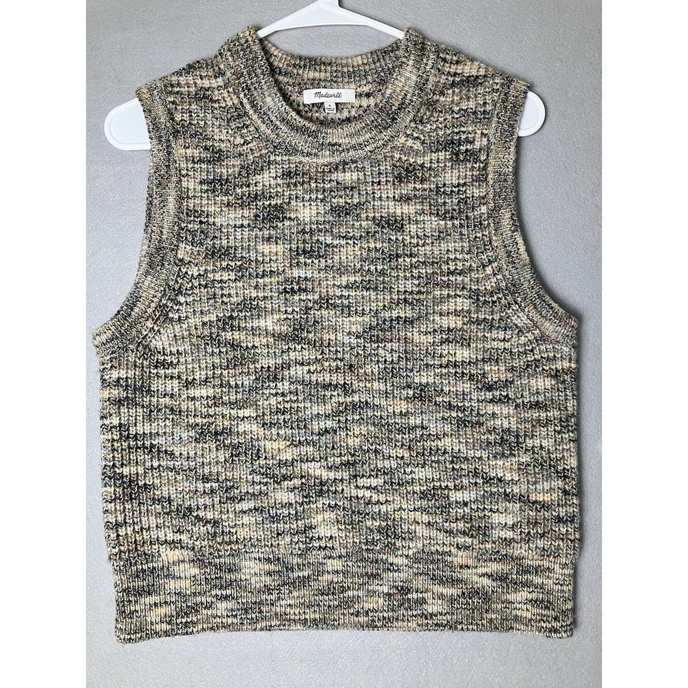 Madewell Space-Dyed Boulier Sleeveless Sweater Vest Marled Women's S Wool Blend